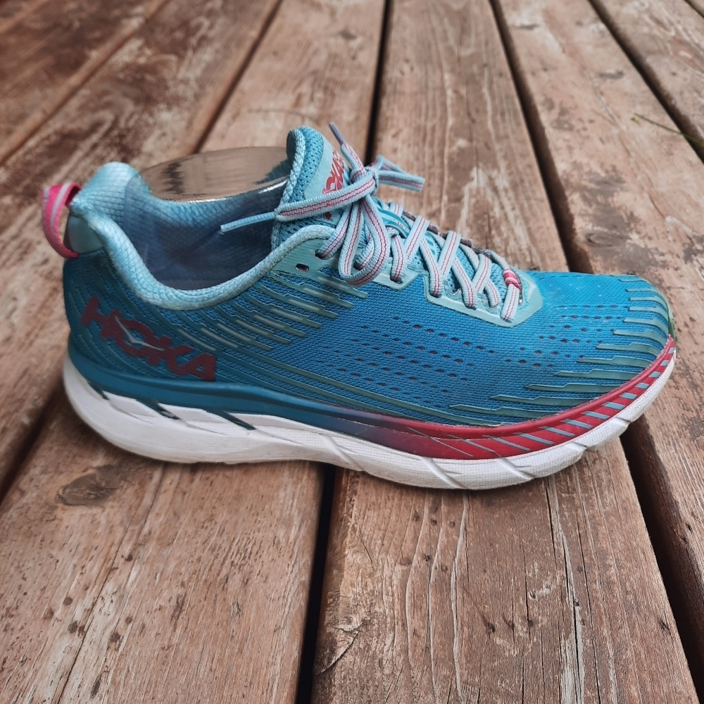 Hoka One One Clifton 5 Road Running Shoes Marlin Blue Ribbon Sneakers Size 9 - Picture 2 of 15